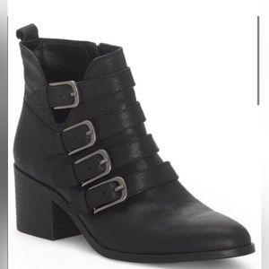 Lucky Brand Black Ankle Boots with Buckle Straps